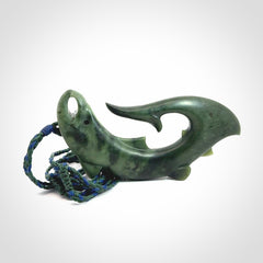 Hand carved New Zealand Jade salmon hook pendant