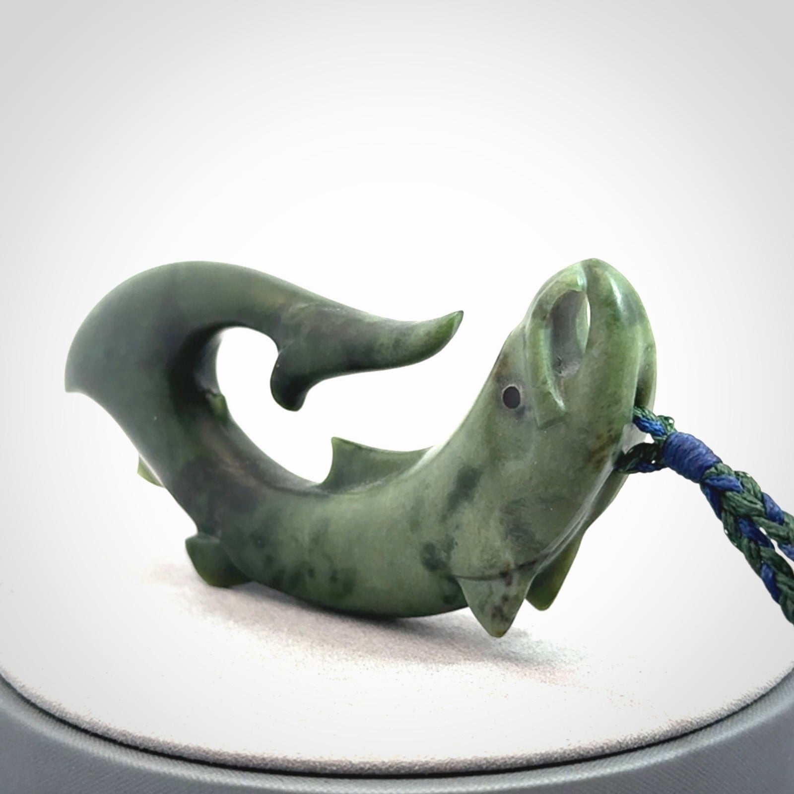 Hand carved New Zealand Jade salmon hook pendant