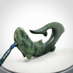 Hand carved New Zealand Jade salmon hook pendant