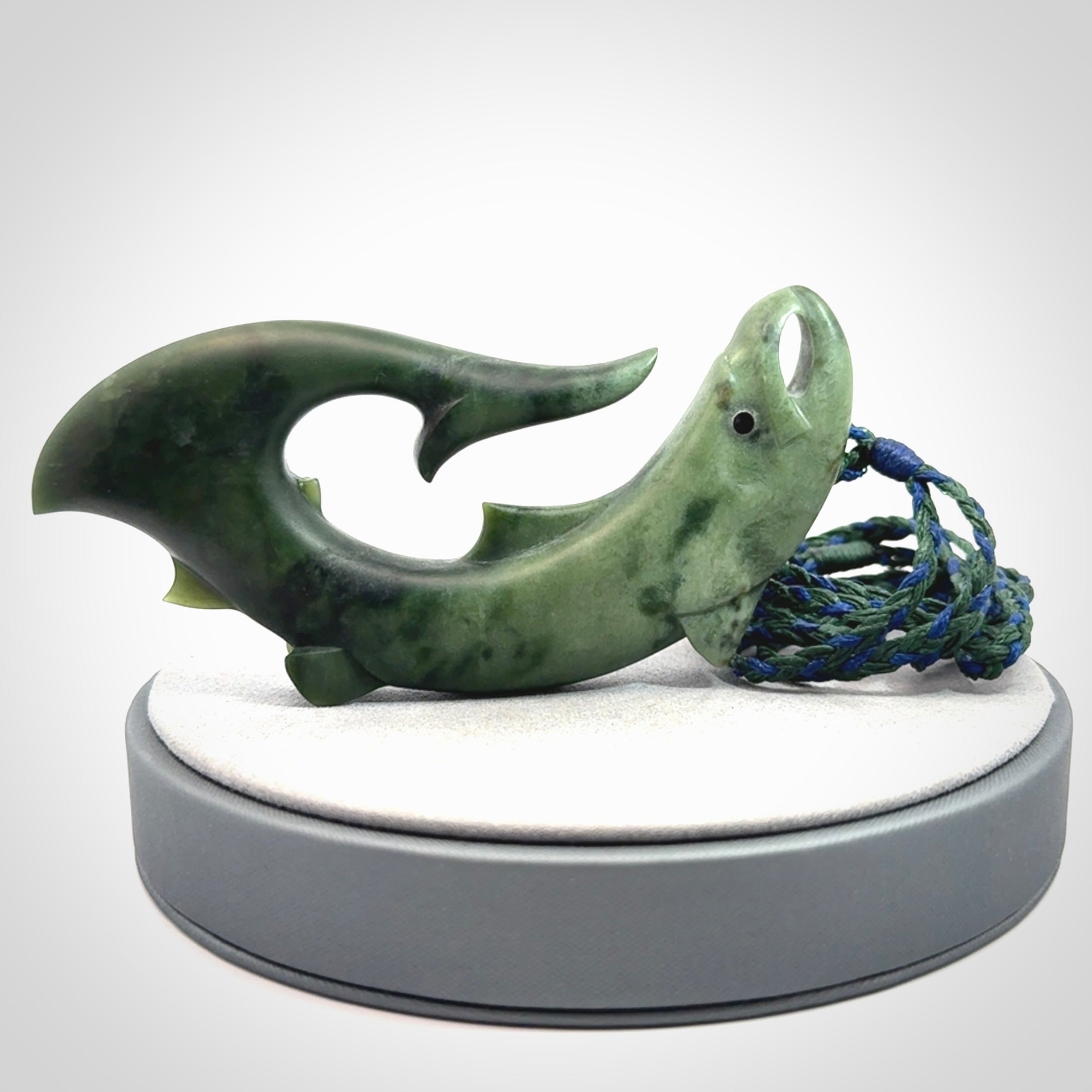 Hand carved New Zealand Jade salmon hook pendant