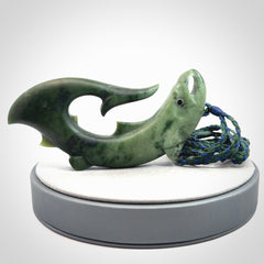 Hand carved New Zealand Jade salmon hook pendant