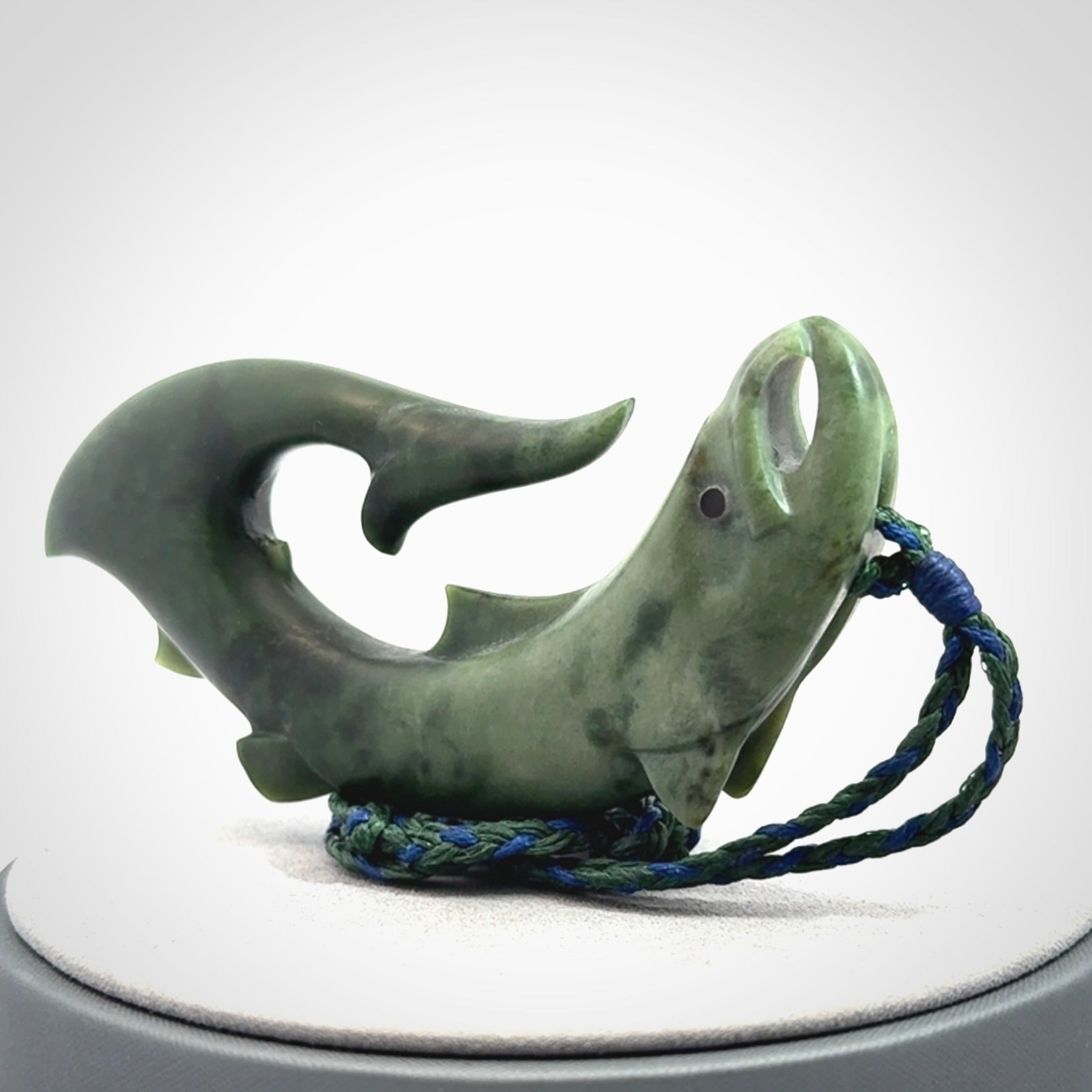 Hand carved New Zealand Jade salmon hook pendant