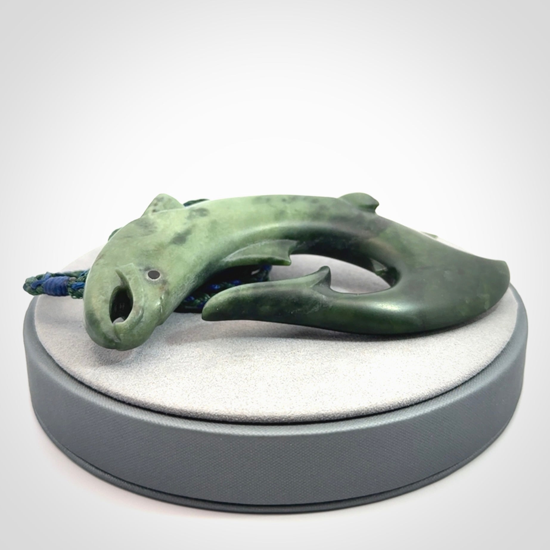 Hand carved New Zealand Jade salmon hook pendant