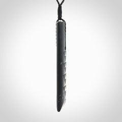 Hand made New Zealand Tangiwai toki with engraving pendant. Hand carved in New Zealand by Kerry Thompson. Unique Toki with adjustable cord.