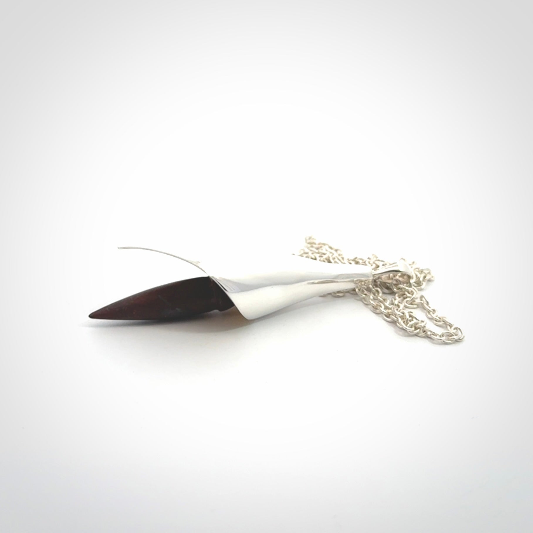 Sterling Silver drop pendant with Red Jasper Stone centre and Sterling Silver chain.