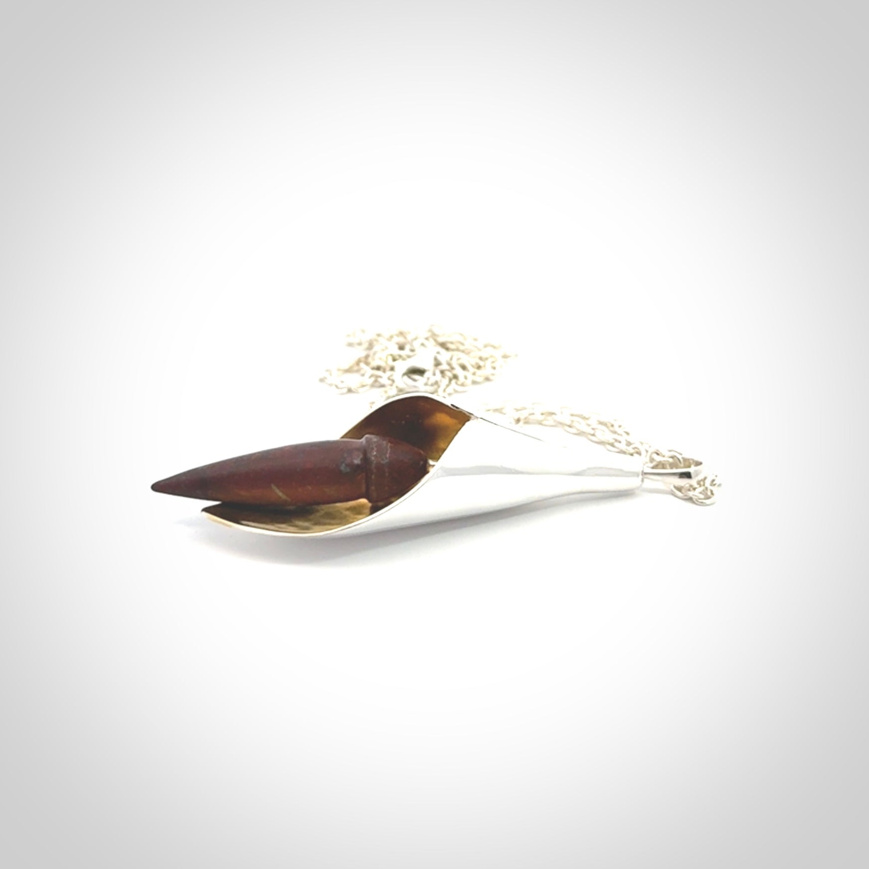 Sterling Silver drop pendant with Red Jasper Stone centre and Sterling Silver chain.