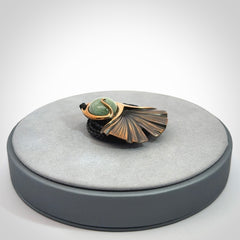 A Graceful Ginkgo Pendant in Bronze with New Zealand Jade