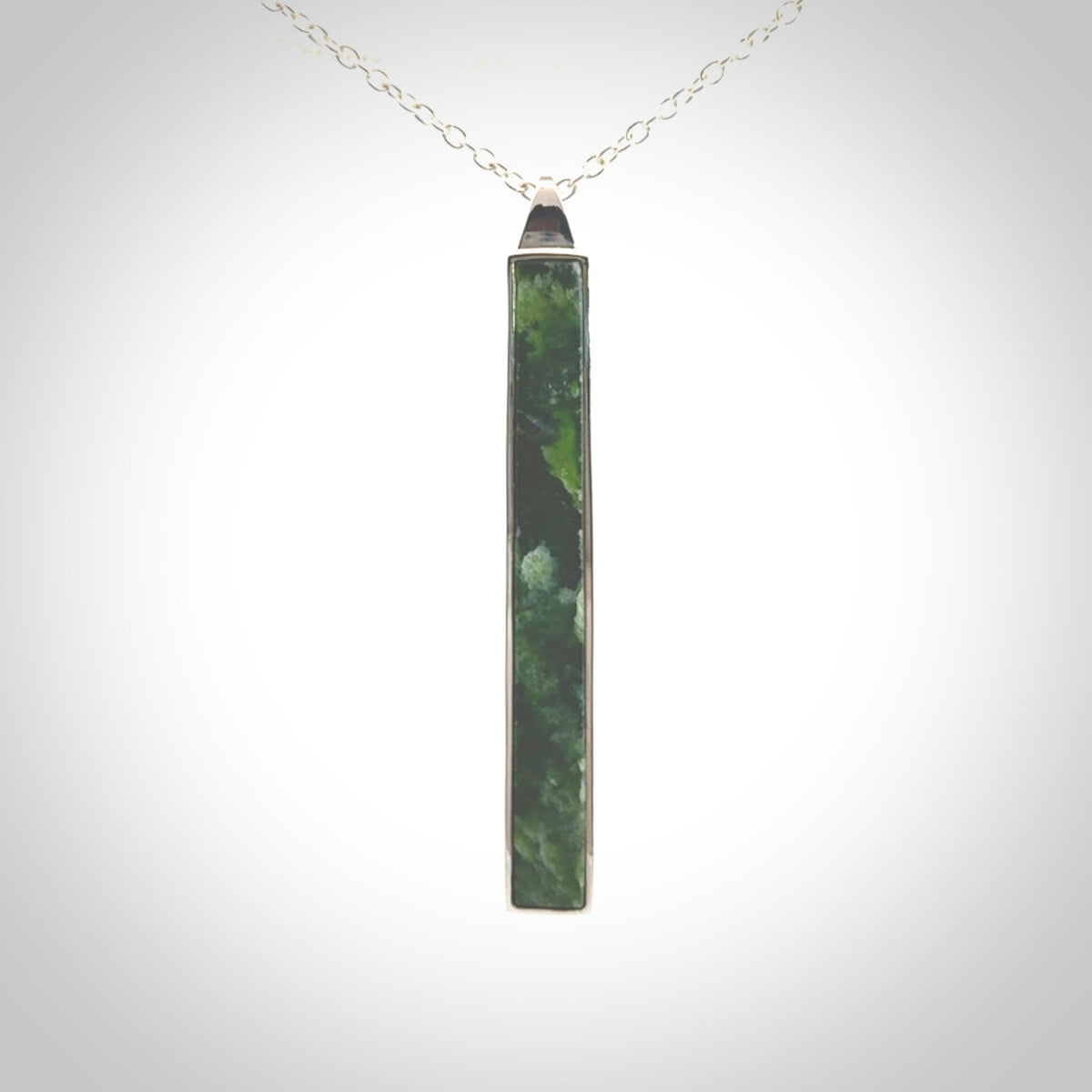 Hand carved New Zealand jade drop pendants with Sterling Silver.