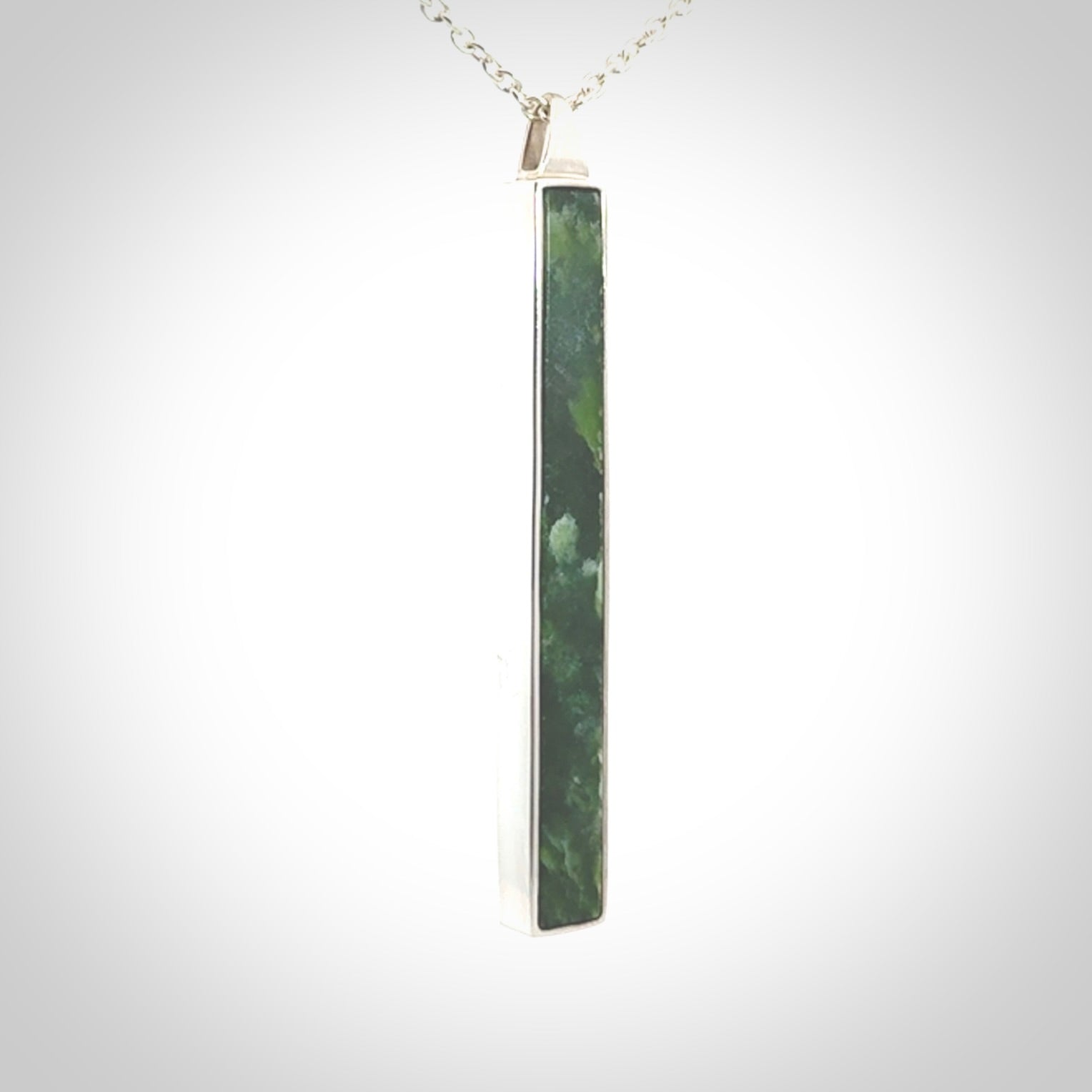 Hand carved New Zealand jade drop pendants with Sterling Silver.