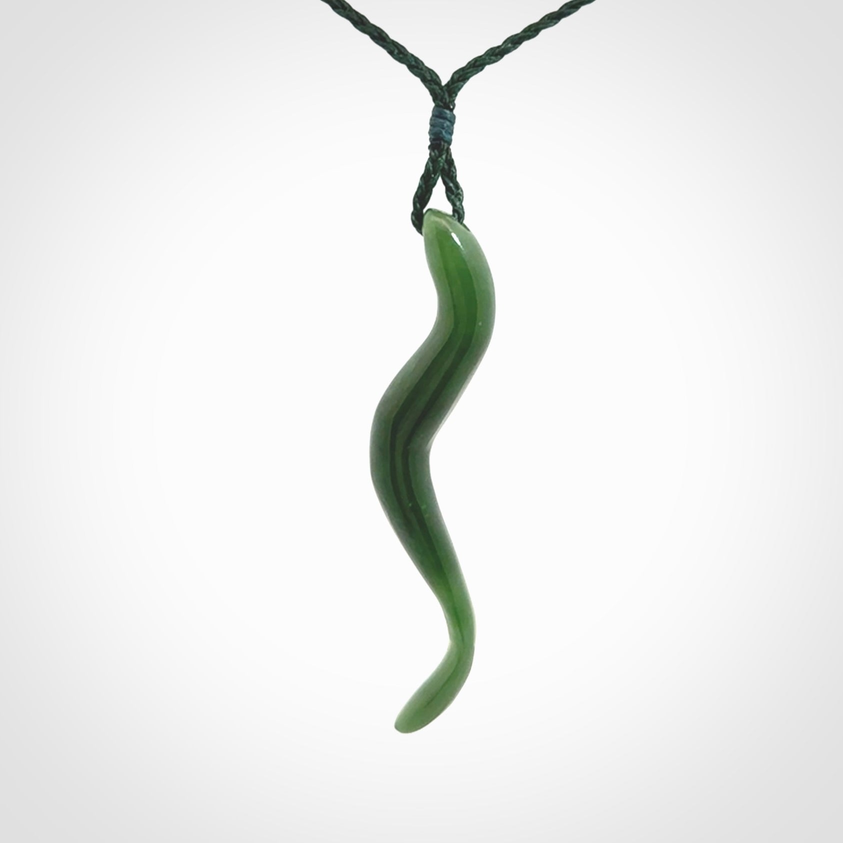 Hand made New Zealand Jade Eel pendant. Hand carved eel pendant. Made from New Zealand Jade.