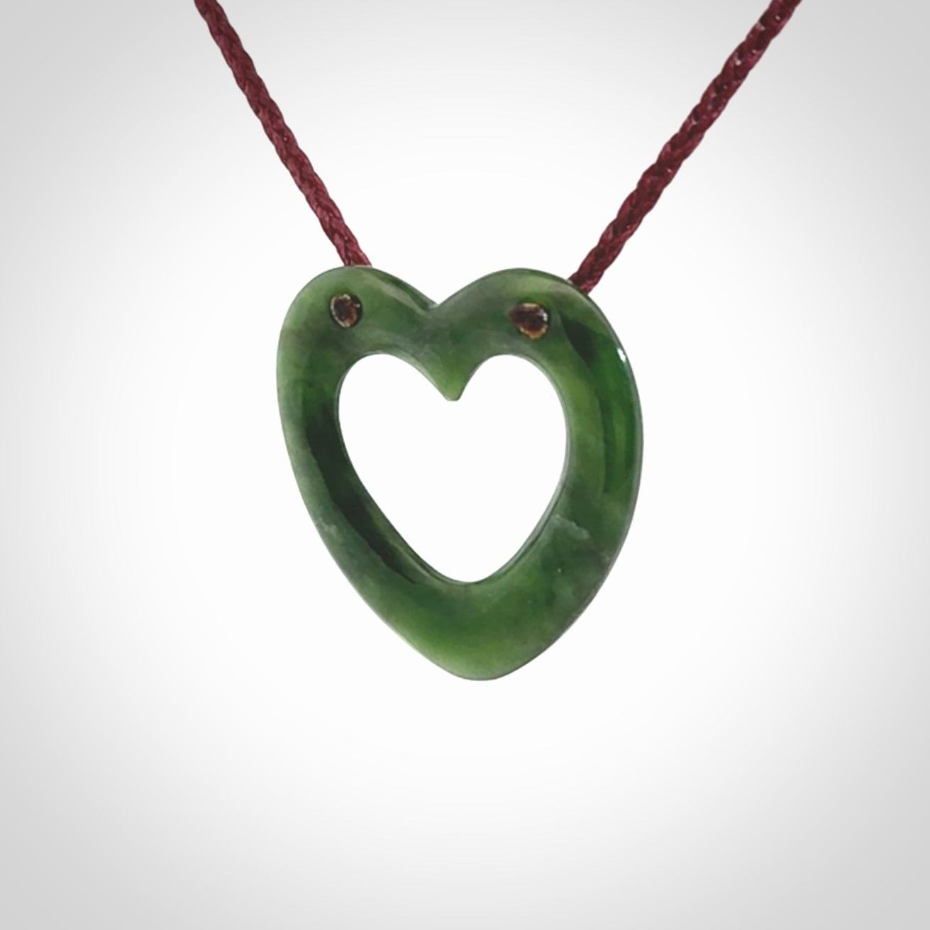 This is a wonderfully fine, hand-carved heart pendant, made from the finest quality New Zealand jade. These are provided with a fine, hand-plaited cord which is adjustable so that you can position the pendant where it suits you best. These are delivered with free shipping worldwide.