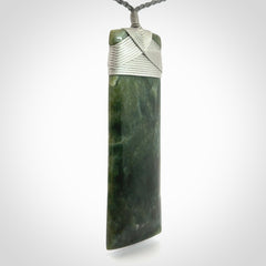 Hand carved large New Zealand Jade toki pendant.