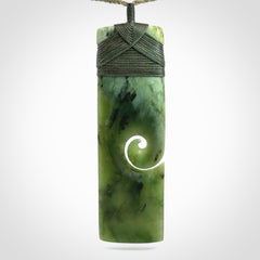 Hand carved, large, New Zealand Jade Toki with Koru pendant