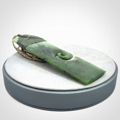 Hand carved, large, New Zealand Jade Toki with Koru pendant