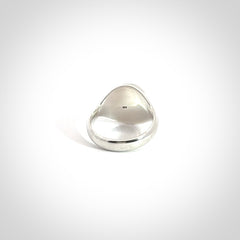 Hand carved jade signet ring with sterling silver.