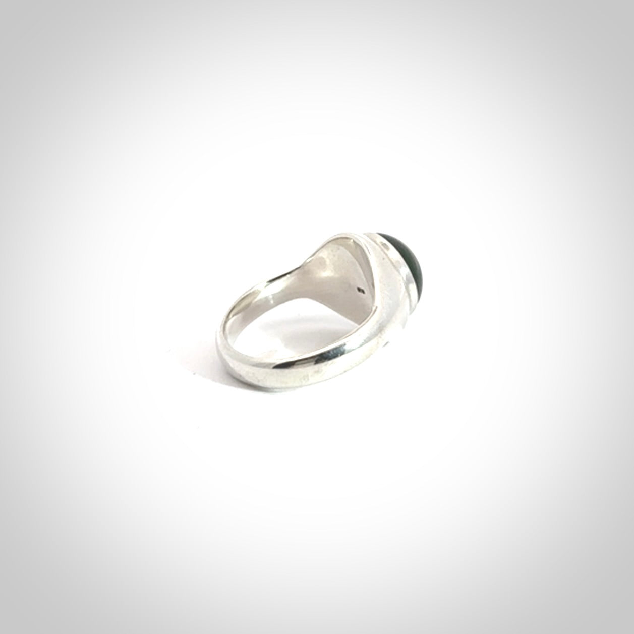 Hand carved jade signet ring with sterling silver.