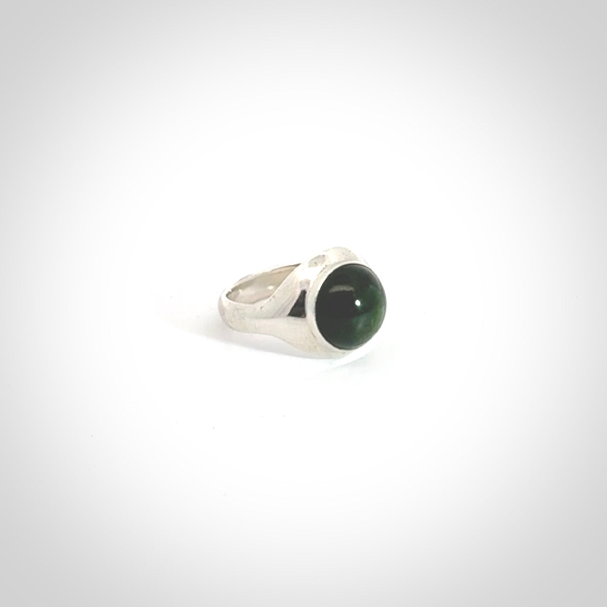 Hand carved jade signet ring with sterling silver.