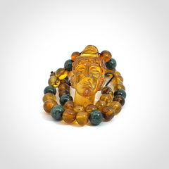 Hand made amber and Guatemalan Jadeite Mexican necklace