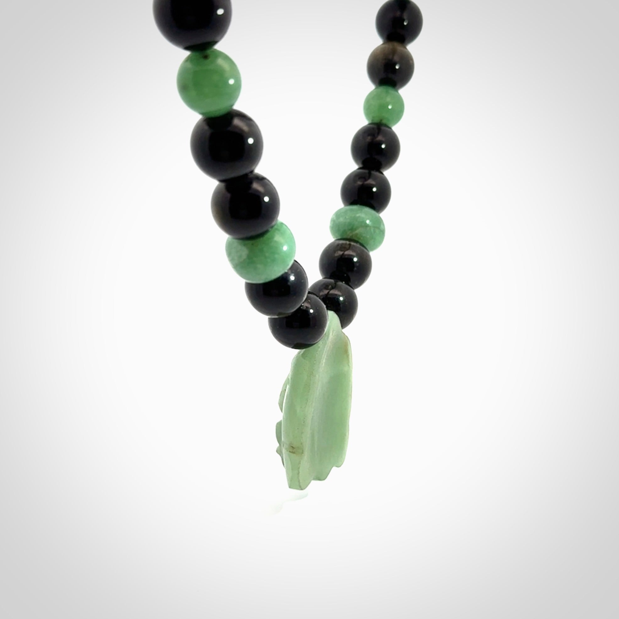 Hand made green aventurine and golden obsidian Mexican necklace
