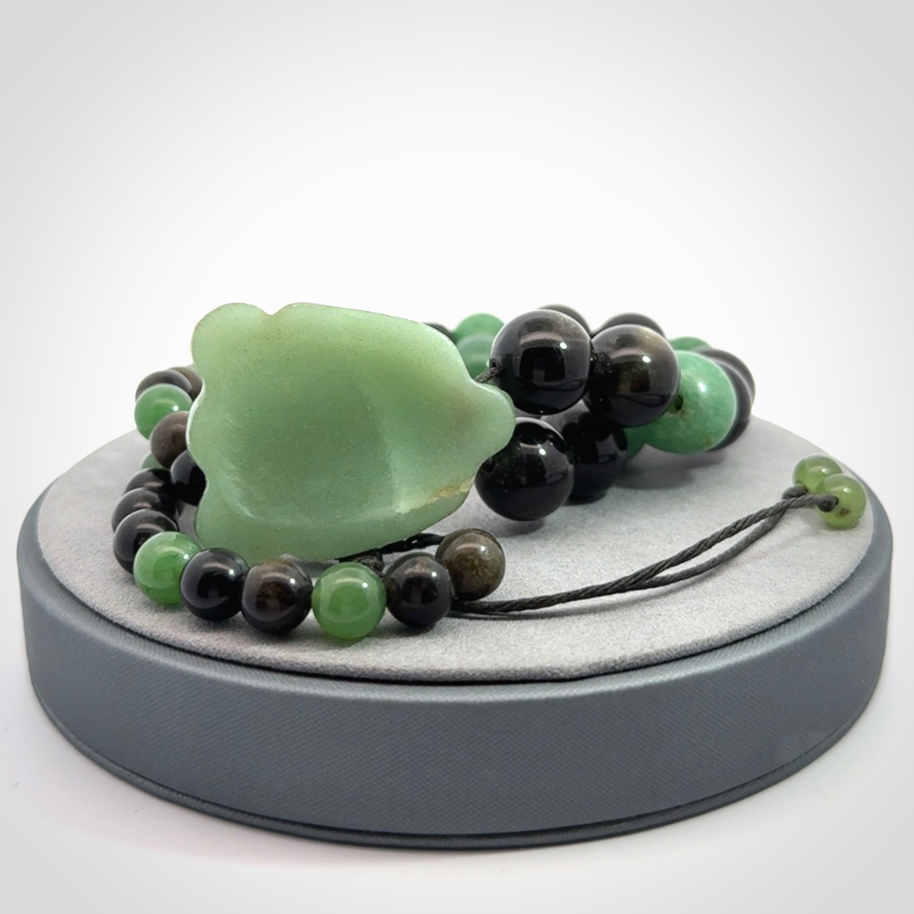 Hand made green aventurine and golden obsidian Mexican necklace