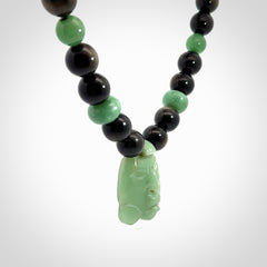Hand made green aventurine and golden obsidian Mexican necklace