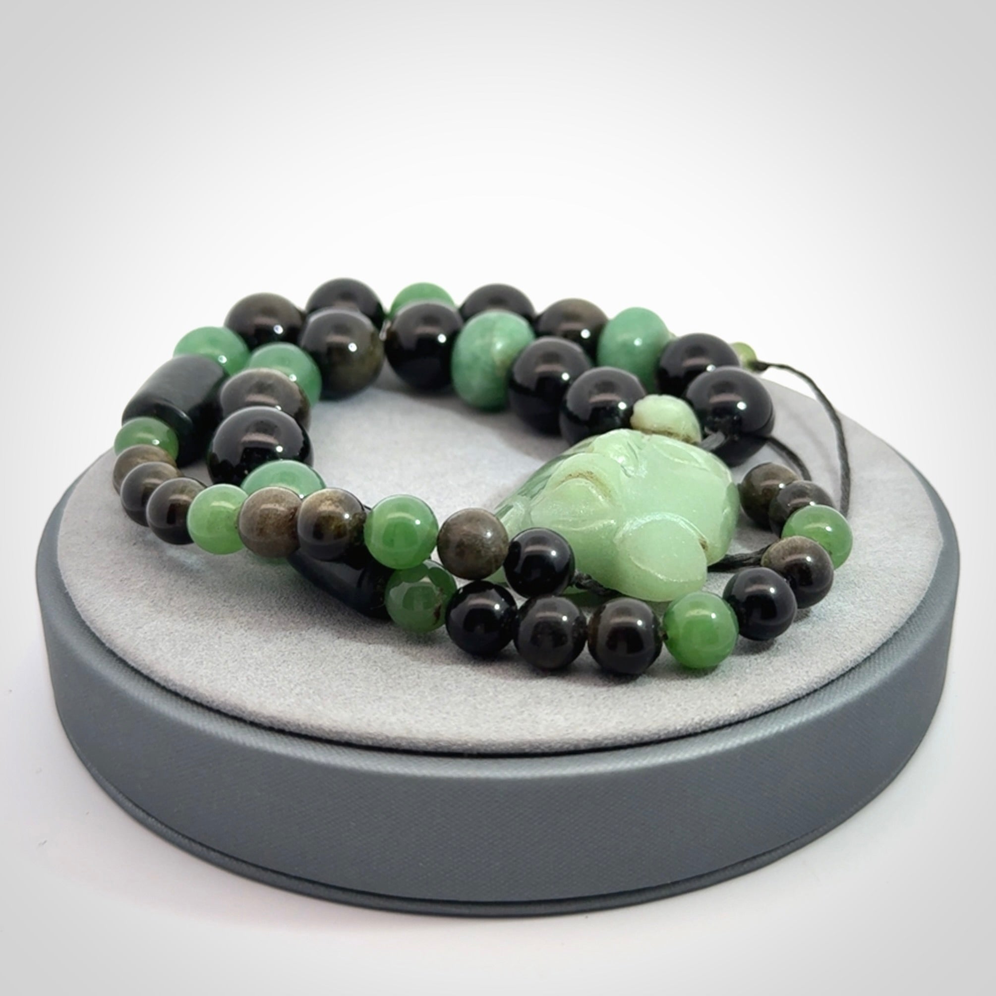 Hand made green aventurine and golden obsidian Mexican necklace
