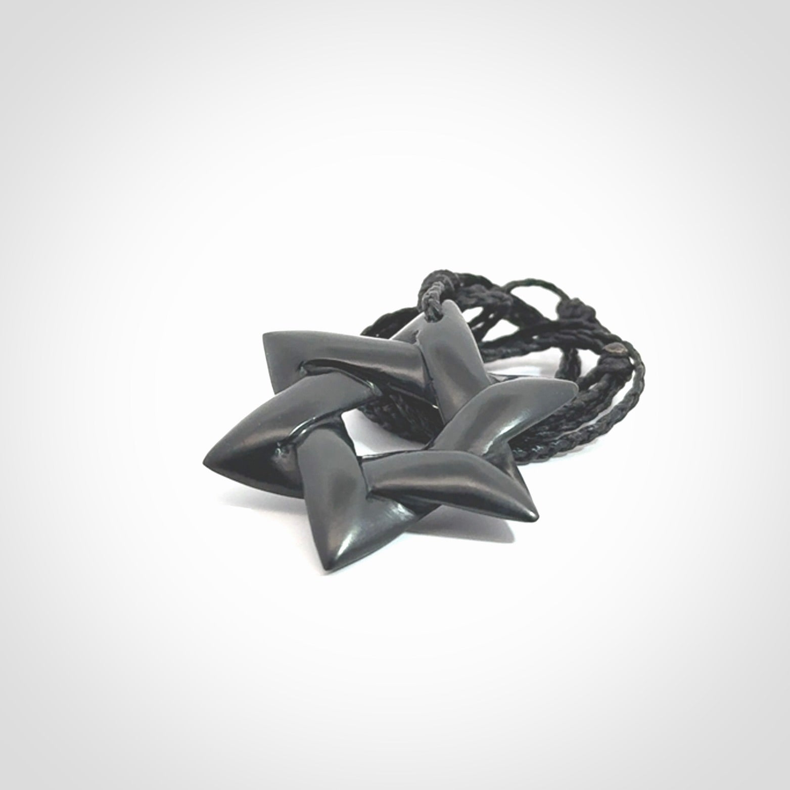 Hand carved Australian Black Jade Magen David pendant. Hand made Black Jade Star of David necklace.
