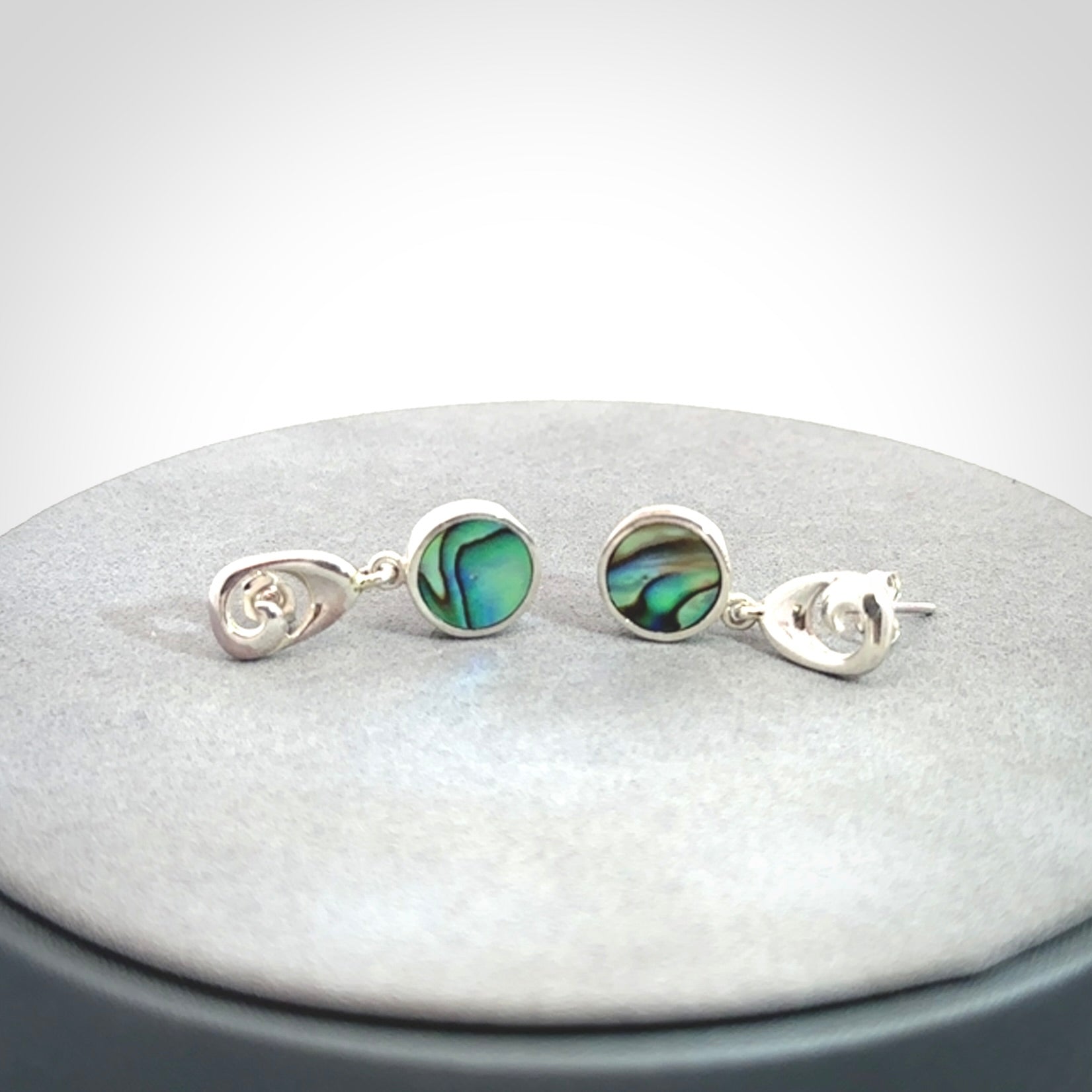 Hand made paua and sterling silver stud earrings