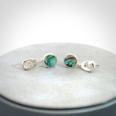 Hand made paua and sterling silver stud earrings
