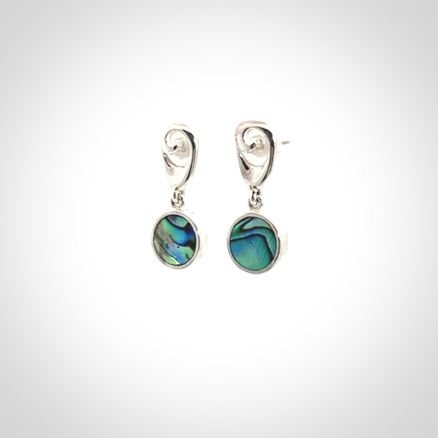 Hand made paua and sterling silver stud earrings