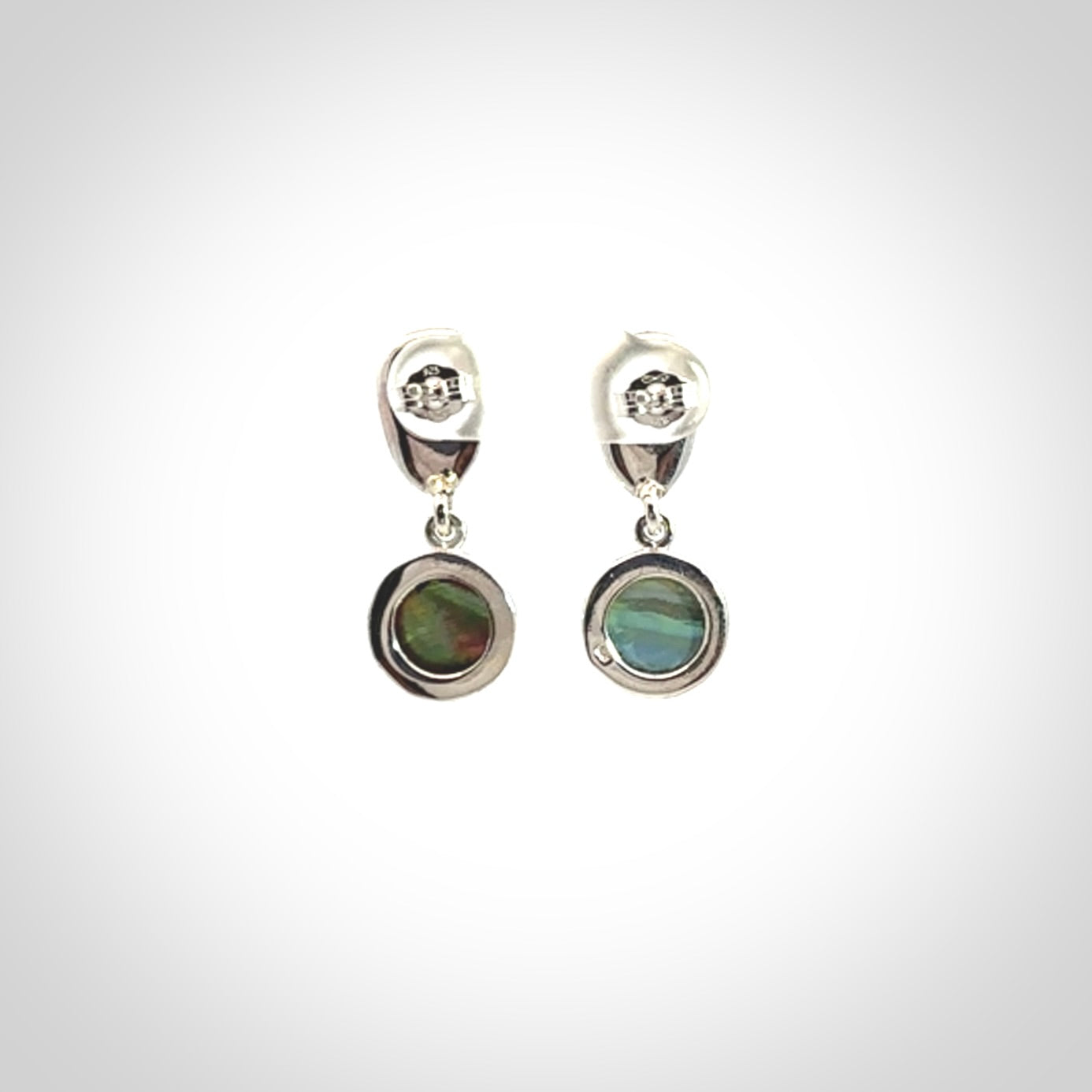 Hand made paua and sterling silver stud earrings
