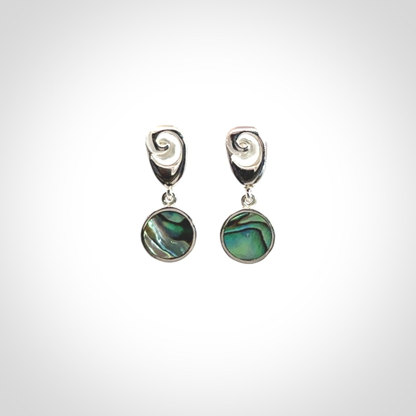 Hand made paua and sterling silver stud earrings