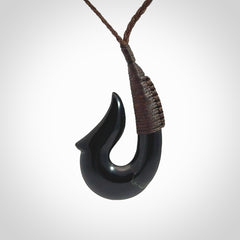 Beautiful Black Jade Hook Pendant