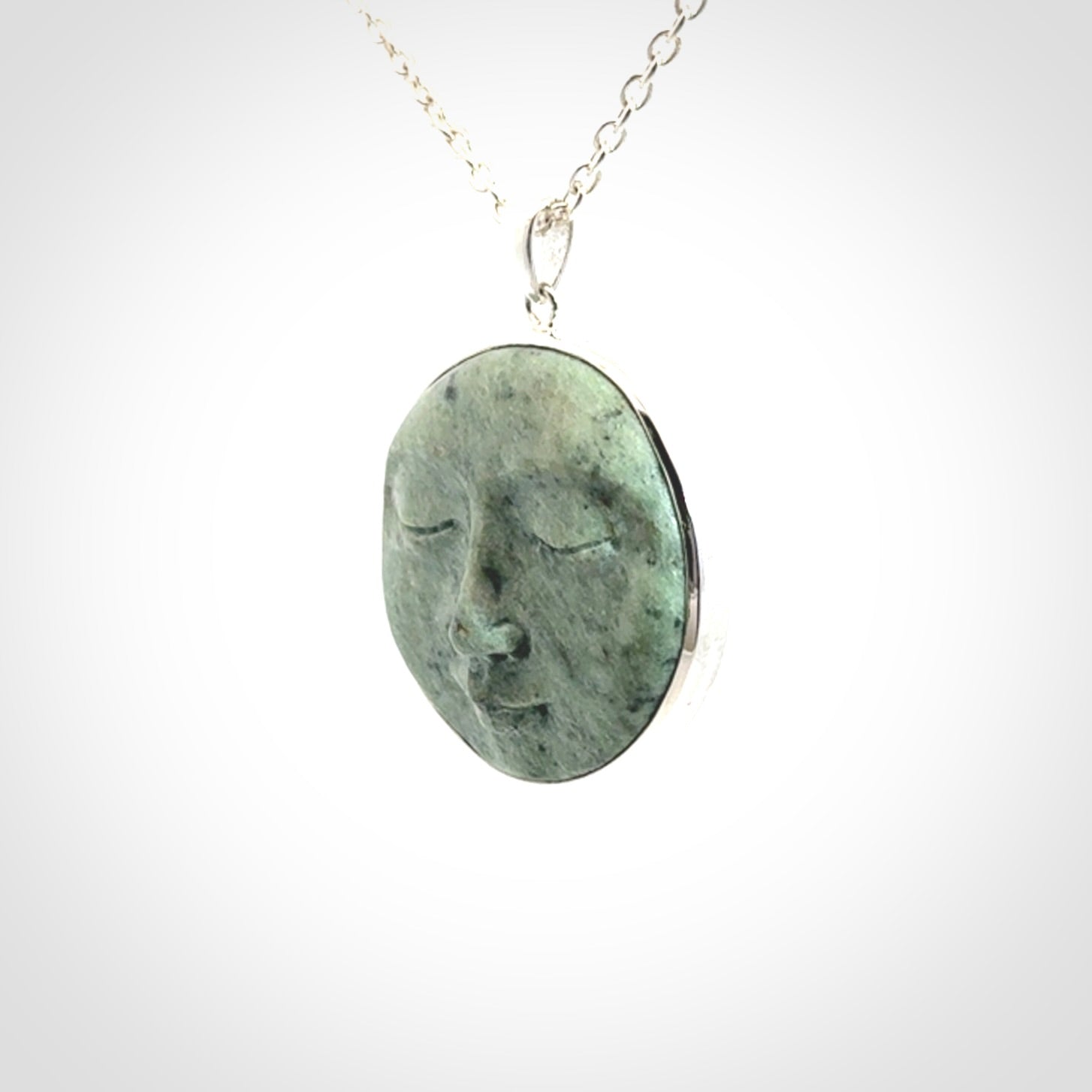 moonface pendant in jade and silver