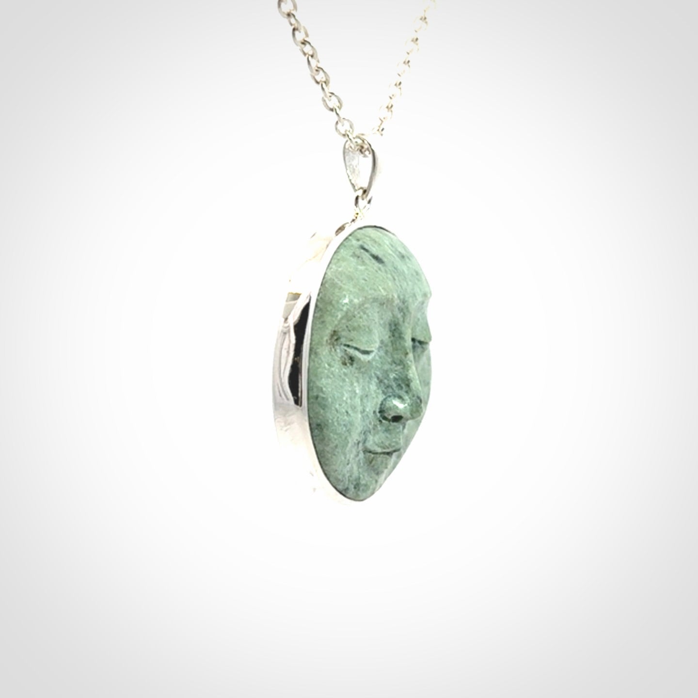 moonface pendant in jade and silver