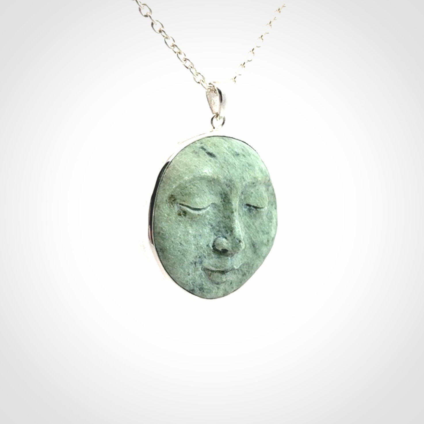 moonface pendant in jade and silver