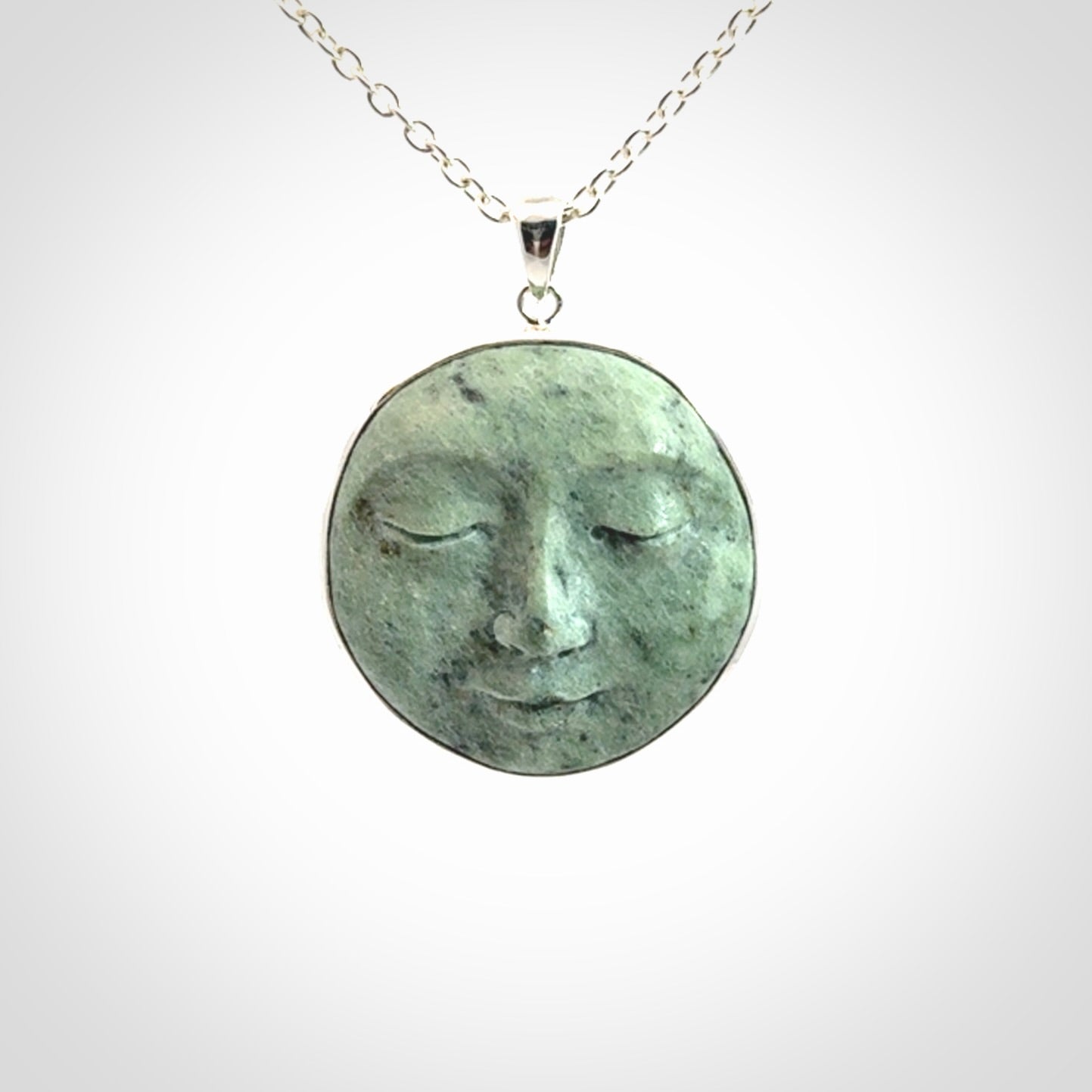 moonface pendant in jade and silver