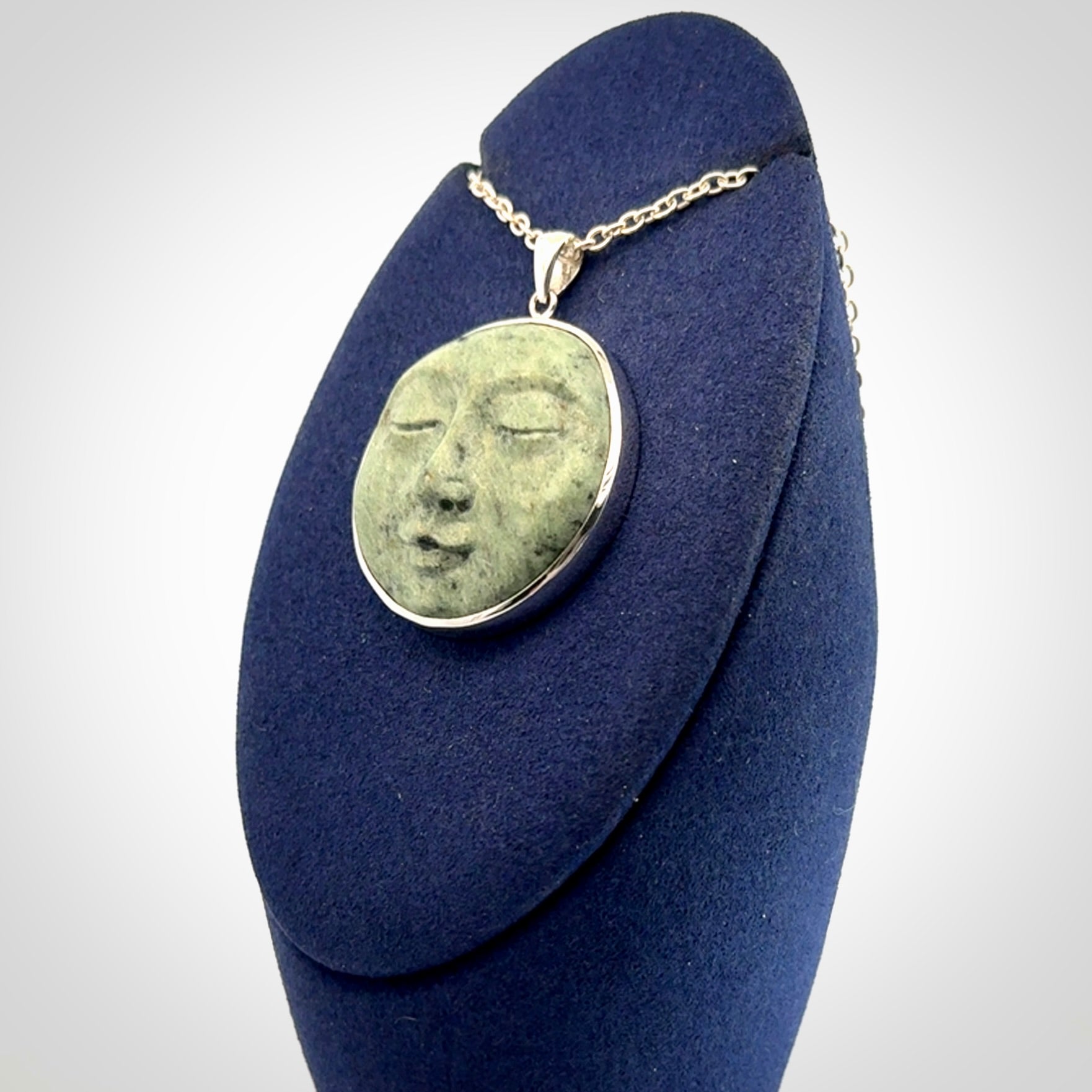 moonface pendant in jade and silver