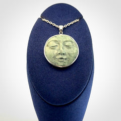 moonface pendant in jade and silver