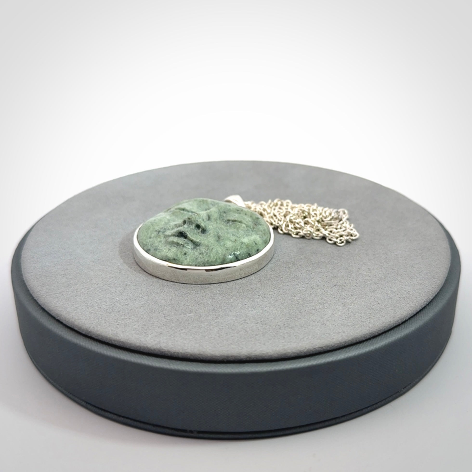 moonface pendant in jade and silver