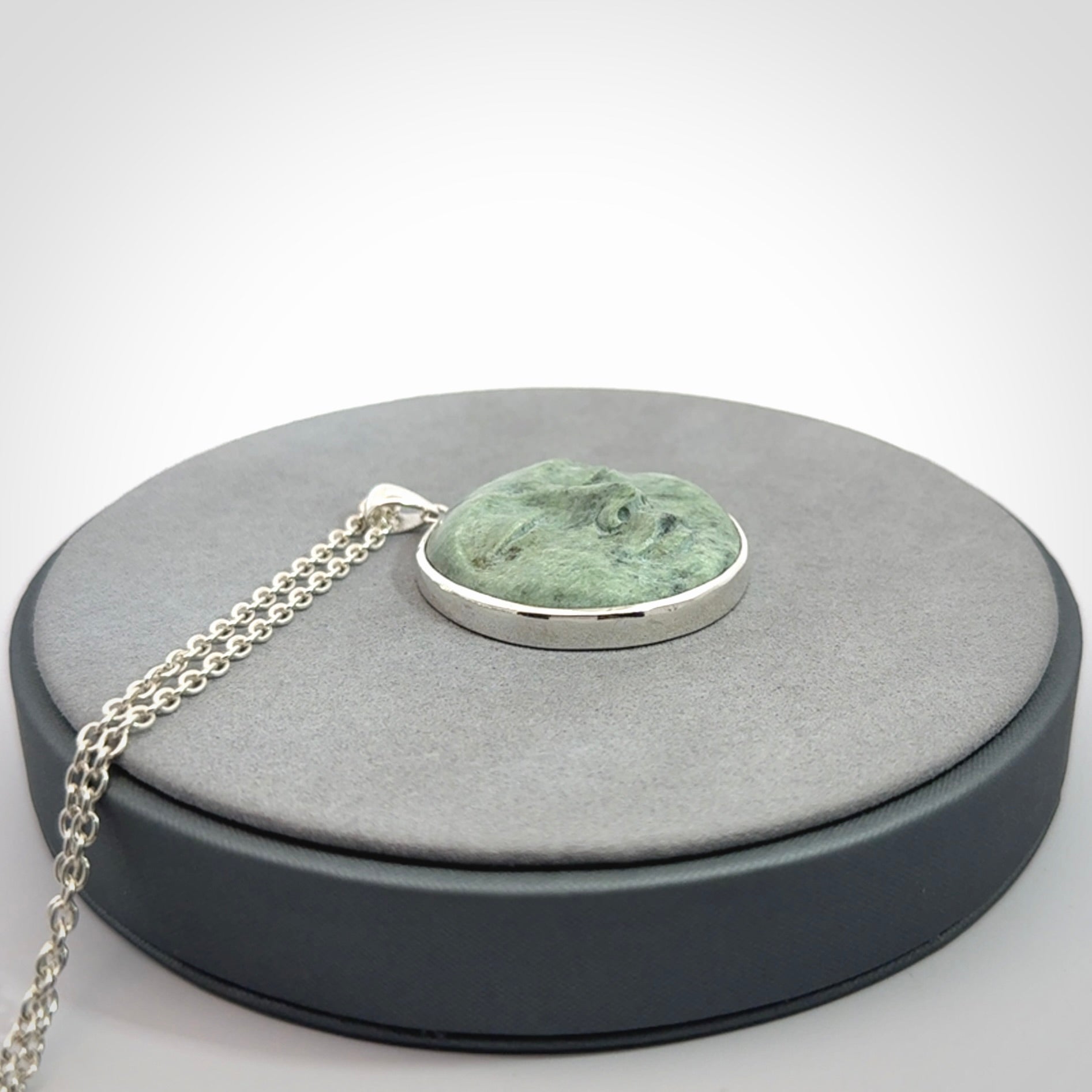 moonface pendant in jade and silver