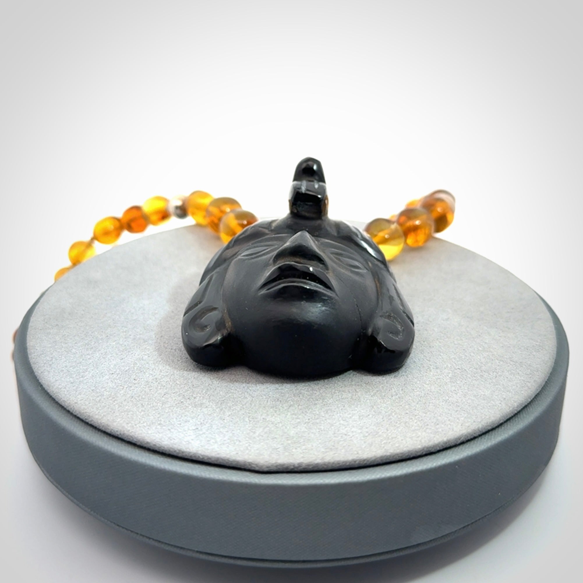 Hand made amber and onynx Mexican necklace