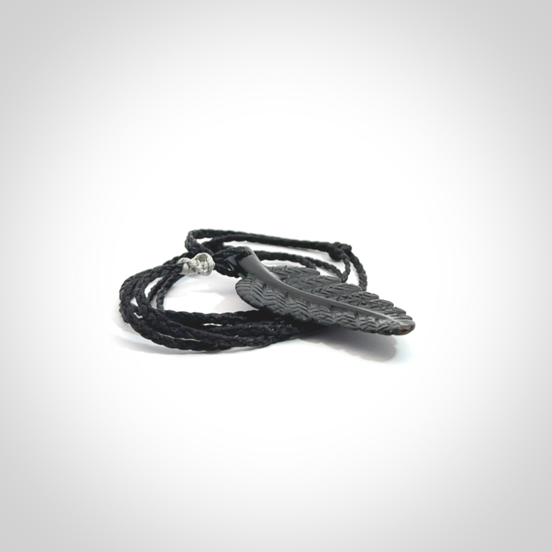 Hand carved black fern pendant. Handmade by NZ Pacific. Black fern necklace, jewellery from Australian black jade.