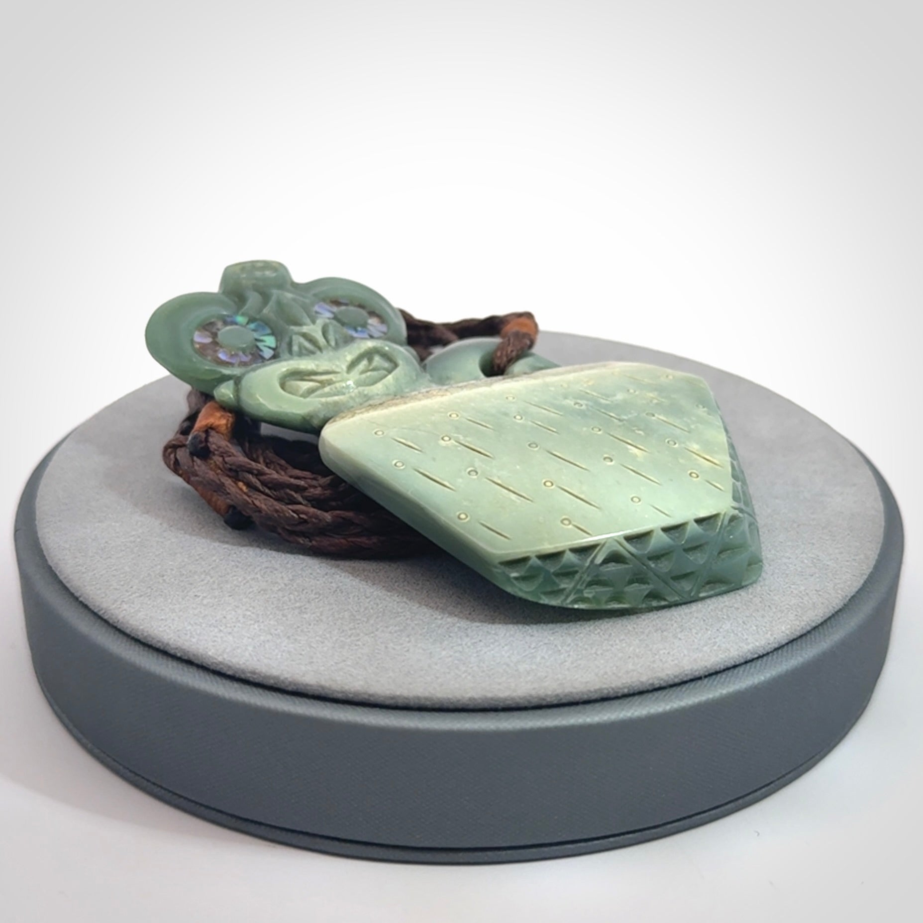 A Stunning Hand Carved Inanga Jade Tiki