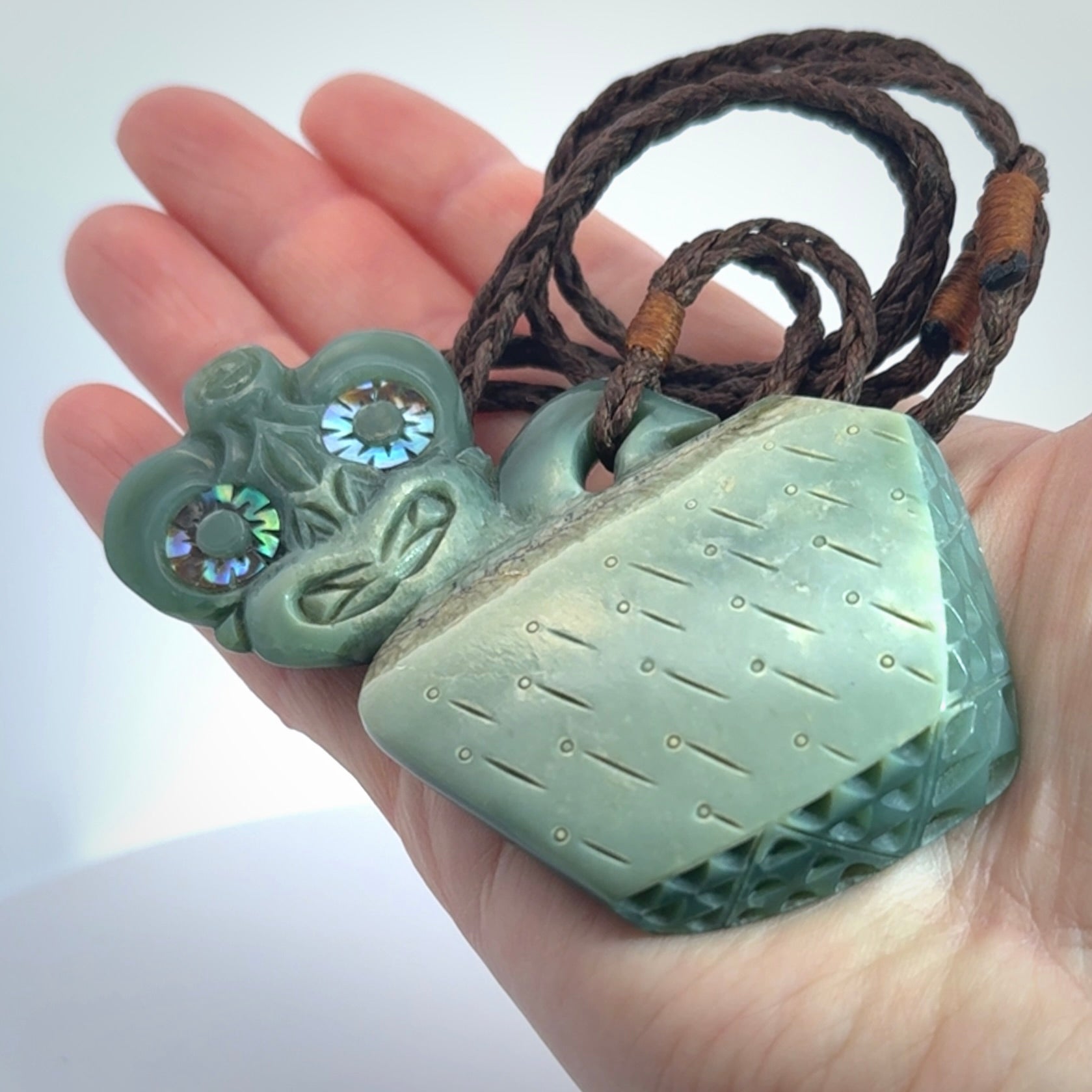 A Stunning Hand Carved Inanga Jade Tiki