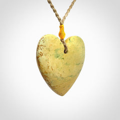 Hand carved New Zealand Flower Jade heart pendant