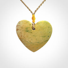 Hand carved New Zealand Flower Jade heart pendant