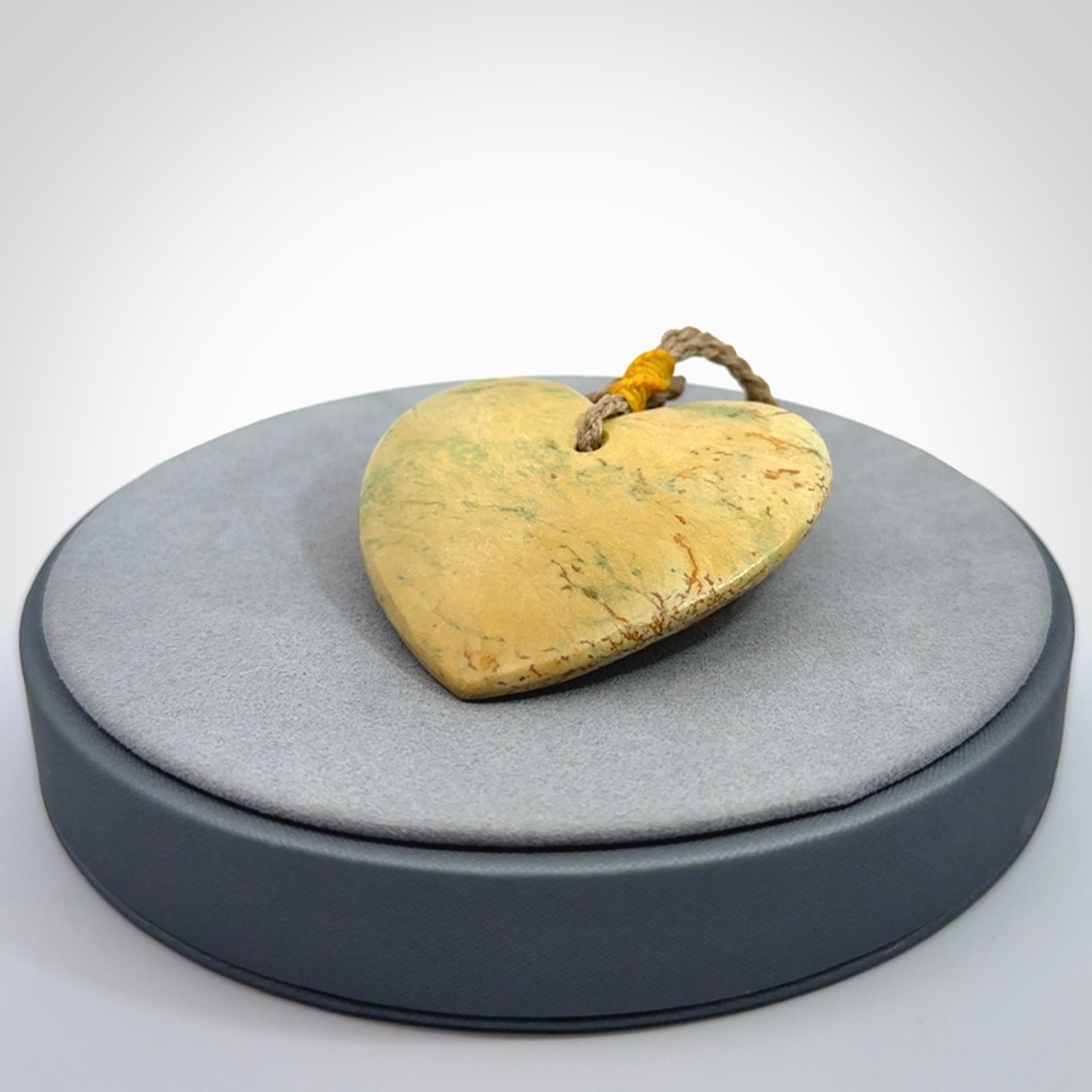 Hand carved New Zealand Flower Jade heart pendant