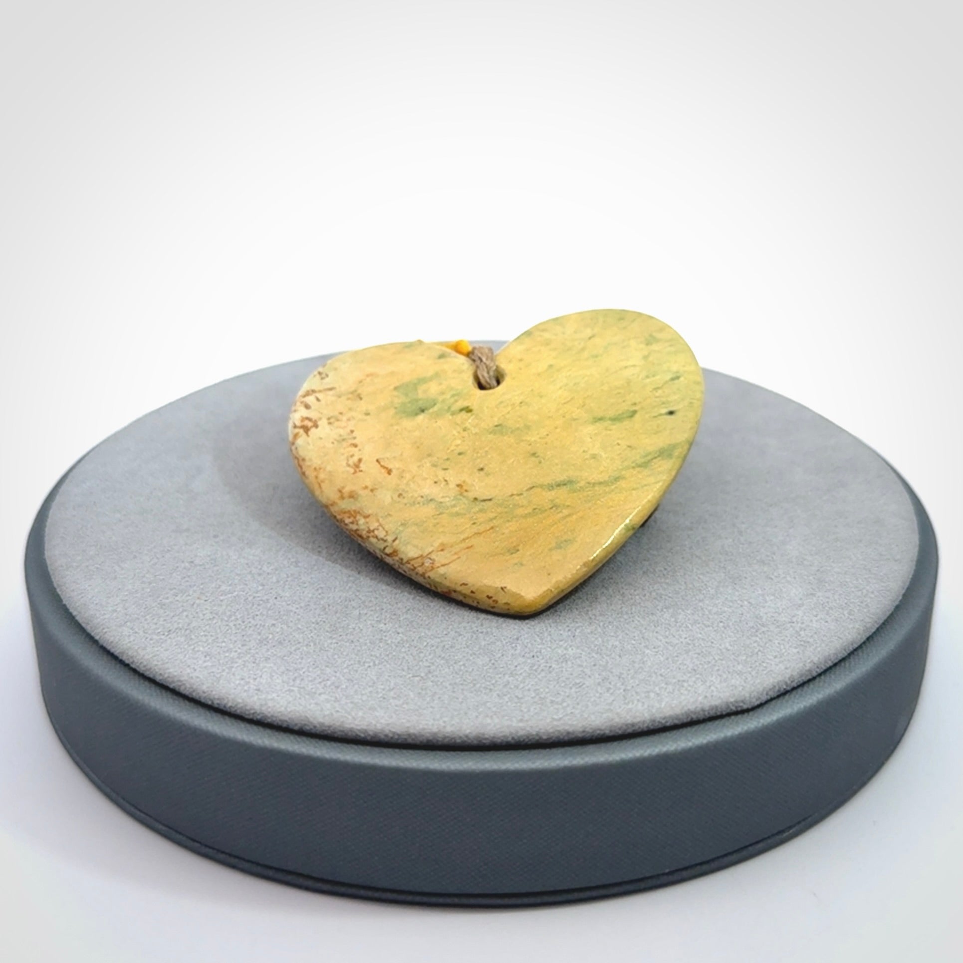 Hand carved New Zealand Flower Jade heart pendant