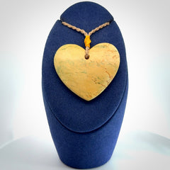 Hand carved New Zealand Flower Jade heart pendant